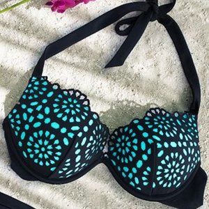 Shade & Shore Laser Cut Push-Up Halter Bikini Top